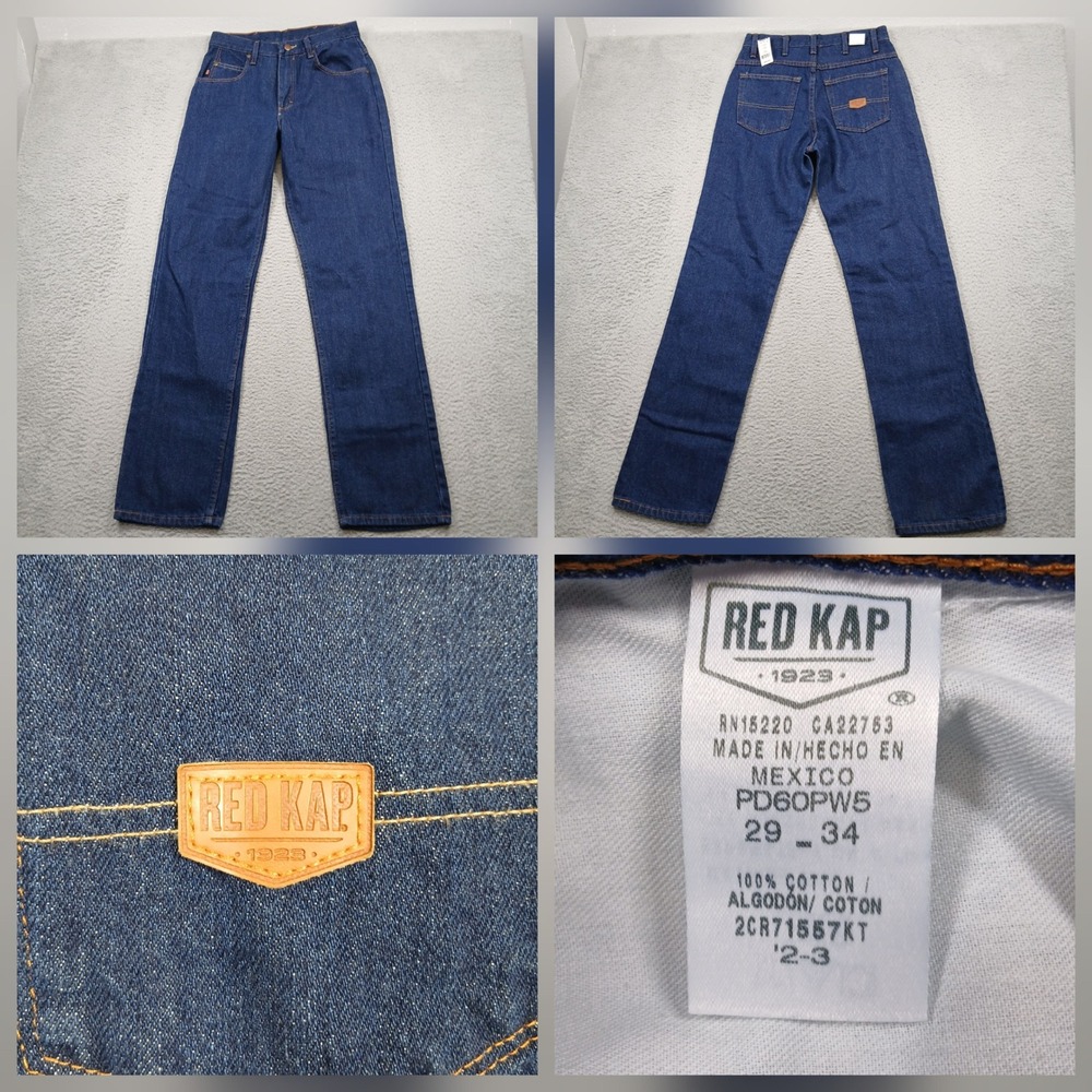 Red Kap Work Jeans Mens 29x34 Blue‎ Denim Straight Leg New